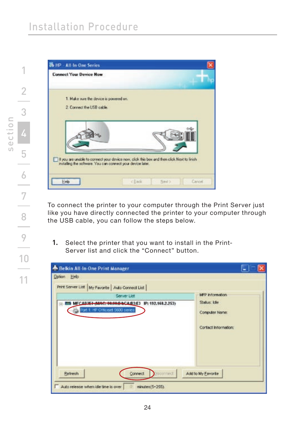 Installation procedure | Belkin F1UP002 User Manual | Page 24 / 64