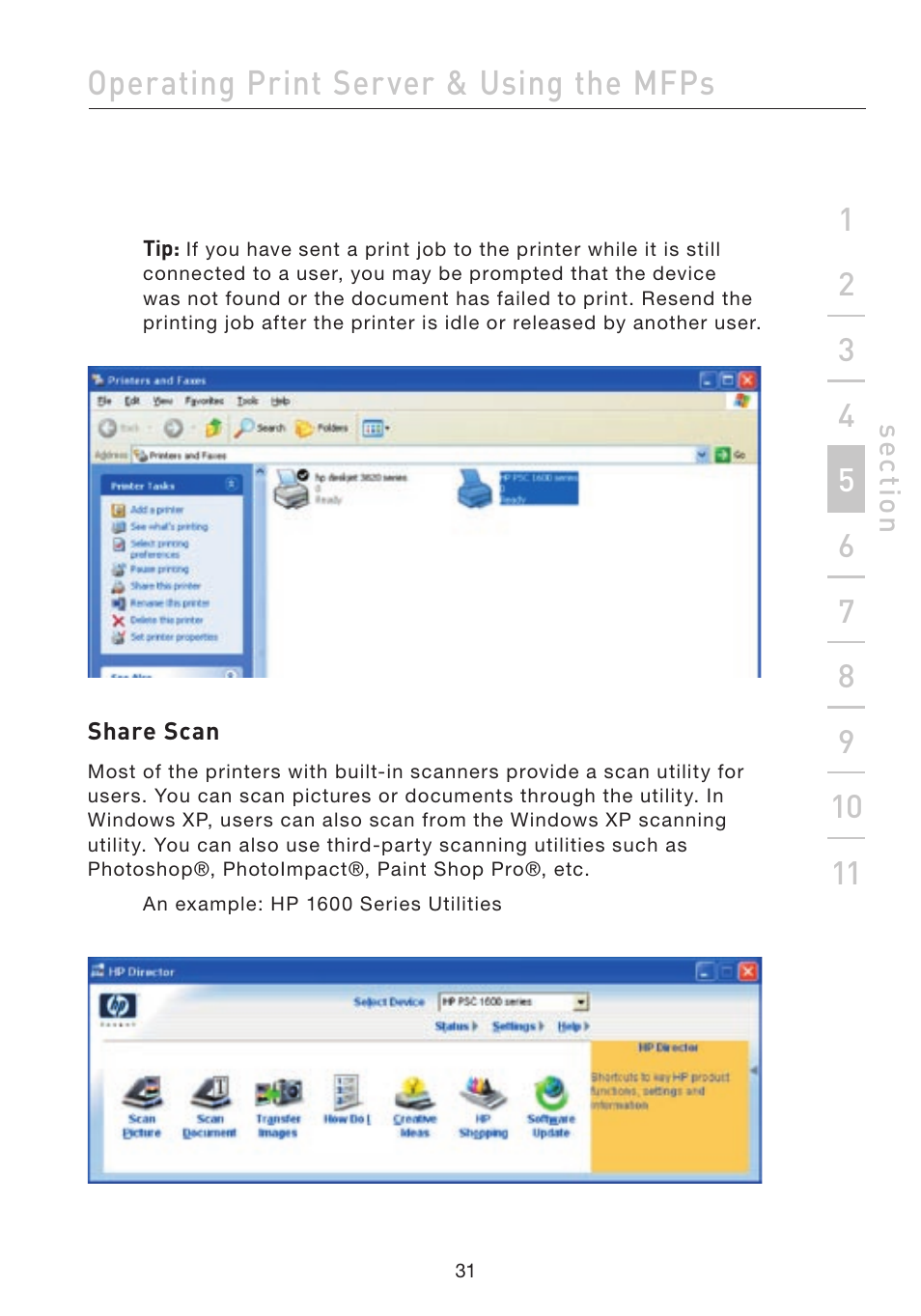 Operating print server & using the mfps | Belkin F1UP002 User Manual | Page 31 / 64