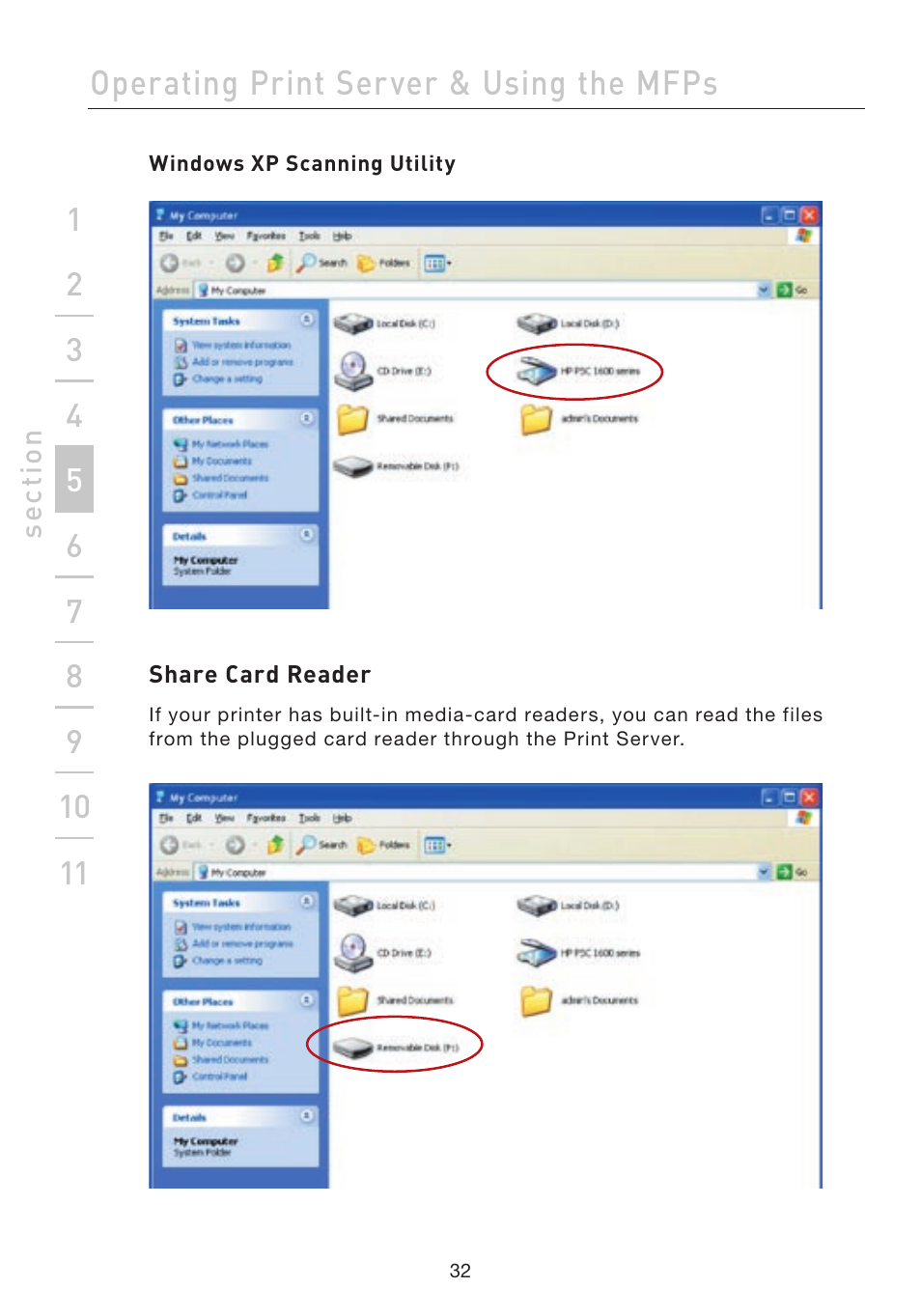 Operating print server & using the mfps | Belkin F1UP002 User Manual | Page 32 / 64