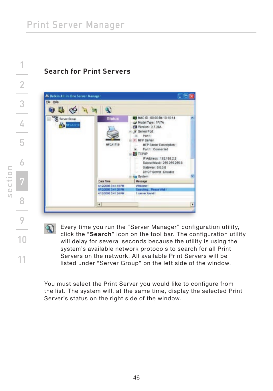 Print server manager | Belkin F1UP002 User Manual | Page 46 / 64
