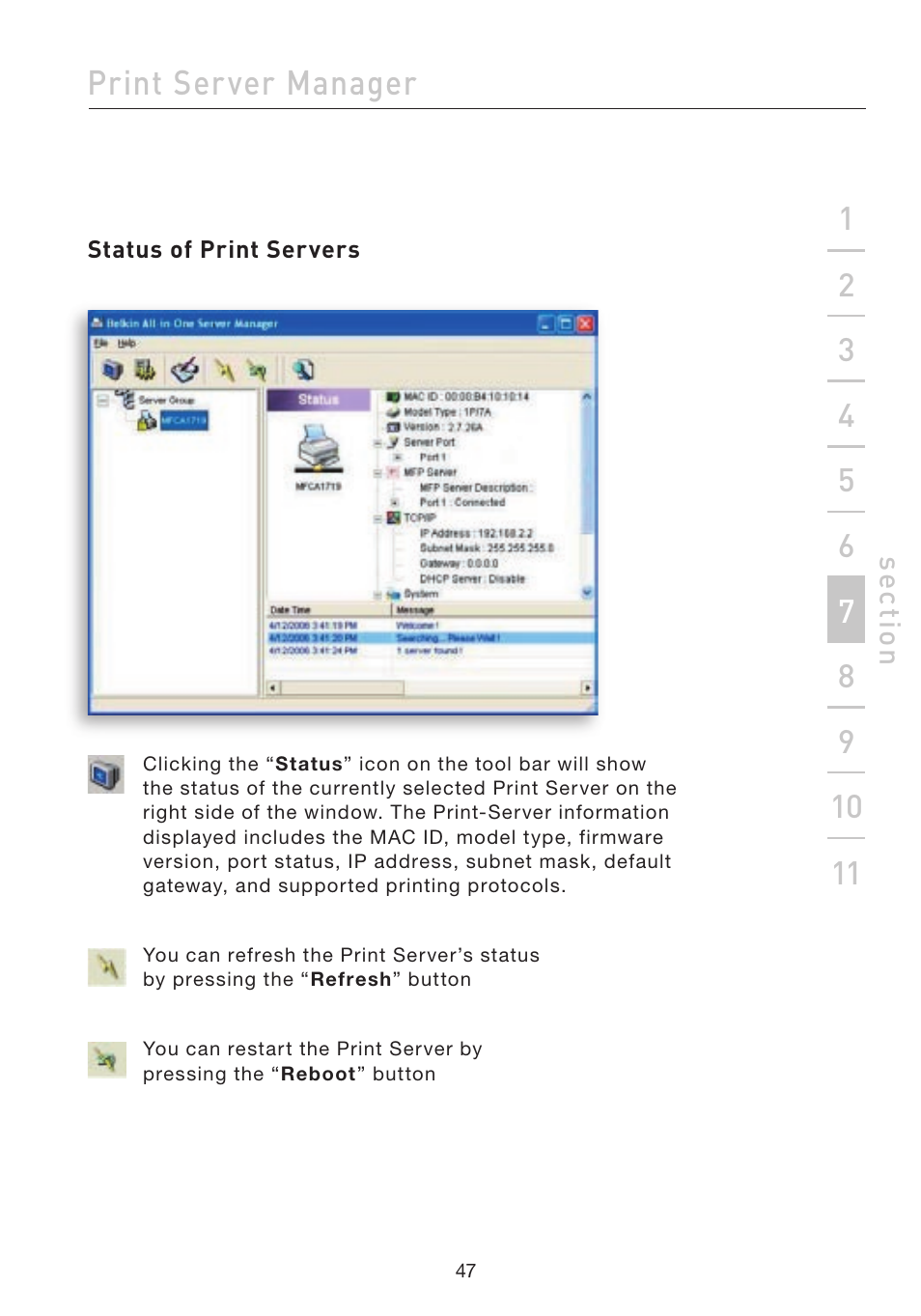 Print server manager | Belkin F1UP002 User Manual | Page 47 / 64