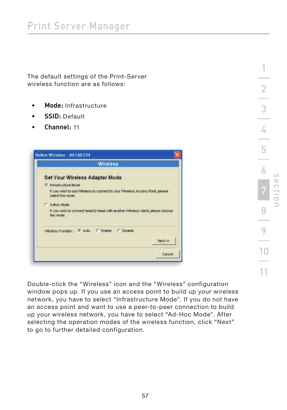Print server manager | Belkin F1UP002 User Manual | Page 57 / 64