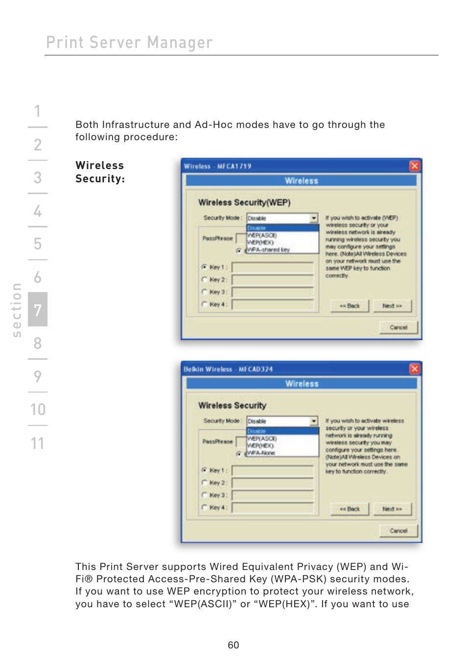 Print server manager | Belkin F1UP002 User Manual | Page 60 / 64