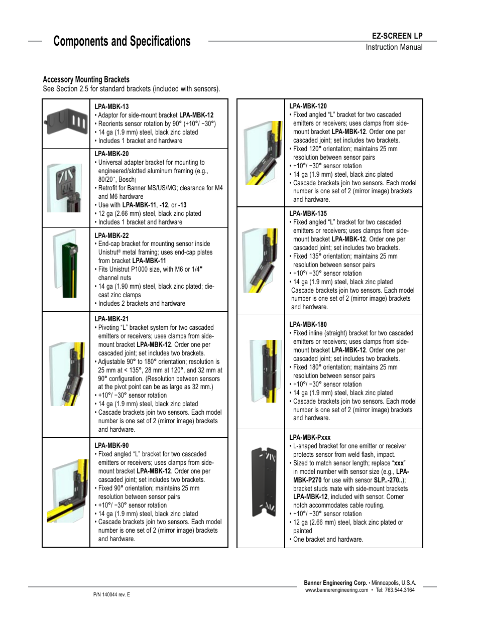 Overview, Components and specifications | Banner EZ-SCREEN Low-Profile Safety Light Curtain Systems User Manual | Page 16 / 76