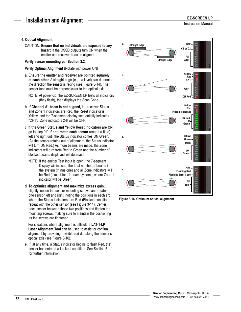 Overview, Installation and alignment | Banner EZ-SCREEN Low-Profile Safety Light Curtain Systems User Manual | Page 34 / 76