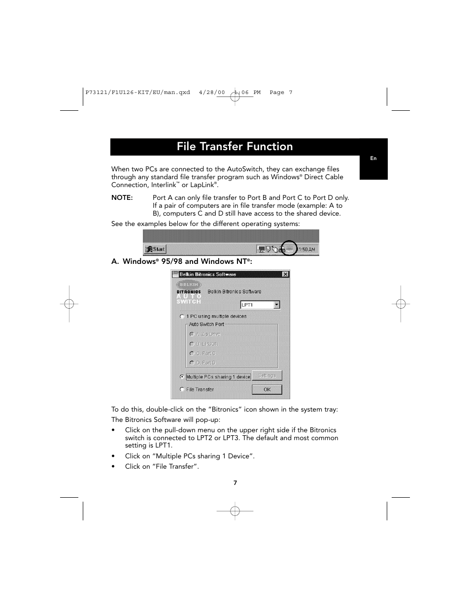 File transfer function | Belkin F1U126-KIT User Manual | Page 11 / 148