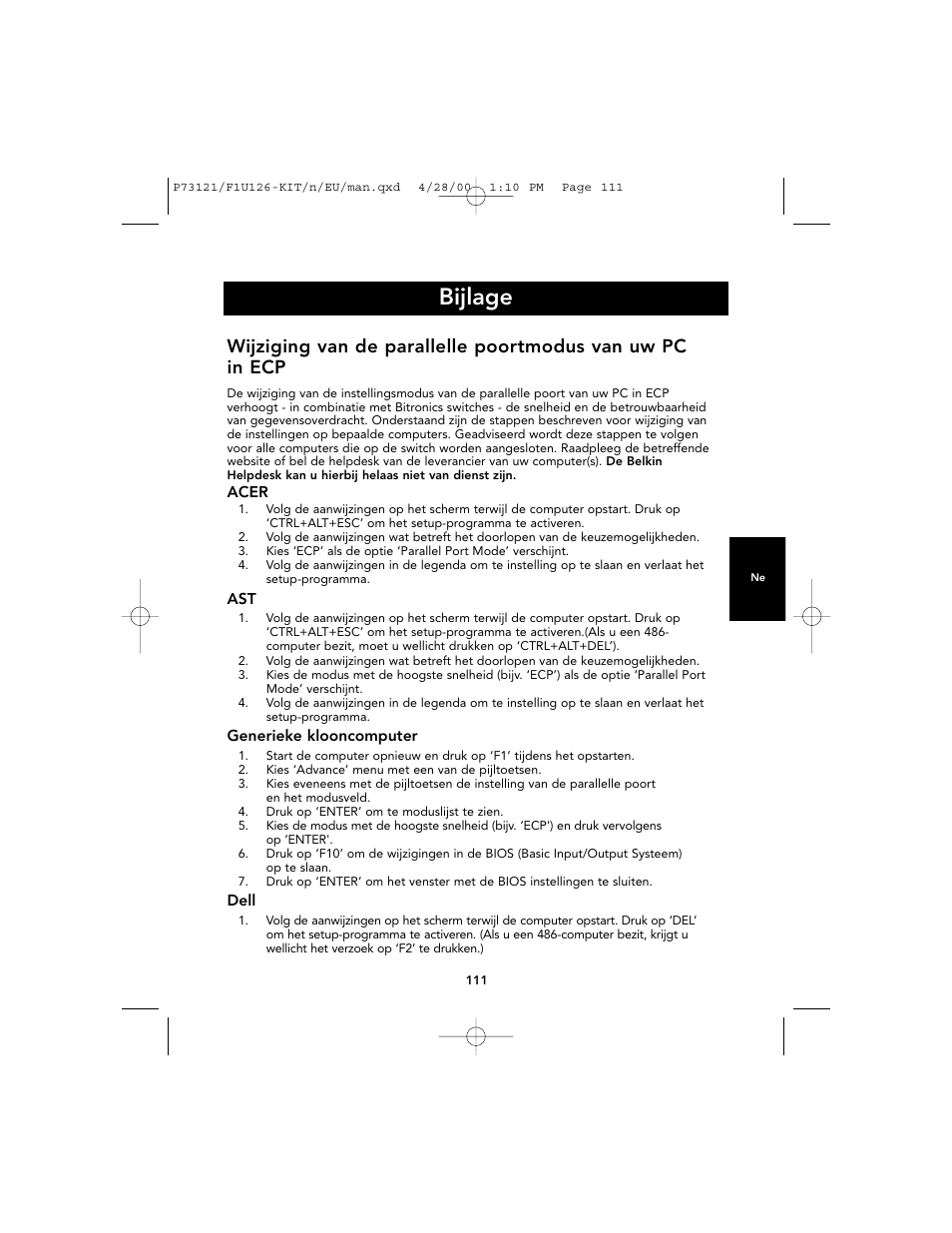 Bijlage | Belkin F1U126-KIT User Manual | Page 114 / 148