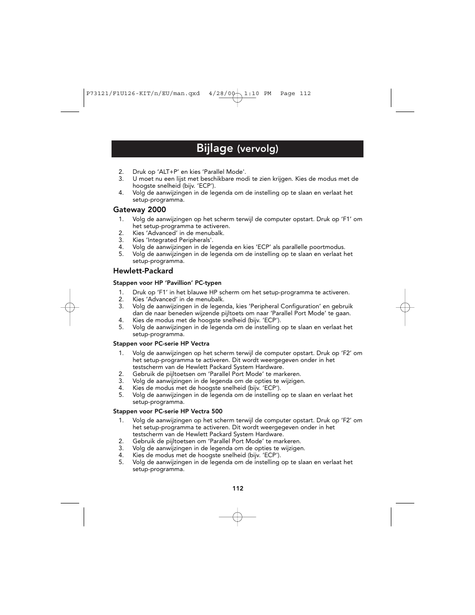 Bijlage, Vervolg) | Belkin F1U126-KIT User Manual | Page 115 / 148