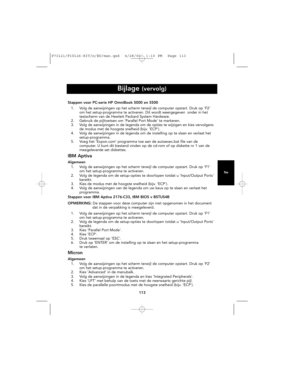 Bijlage, Vervolg) | Belkin F1U126-KIT User Manual | Page 116 / 148