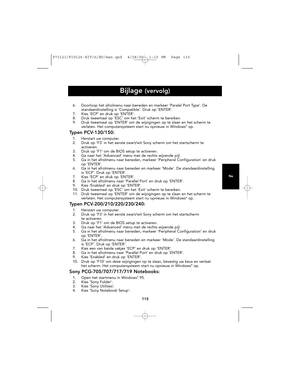 Bijlage, Vervolg) | Belkin F1U126-KIT User Manual | Page 118 / 148