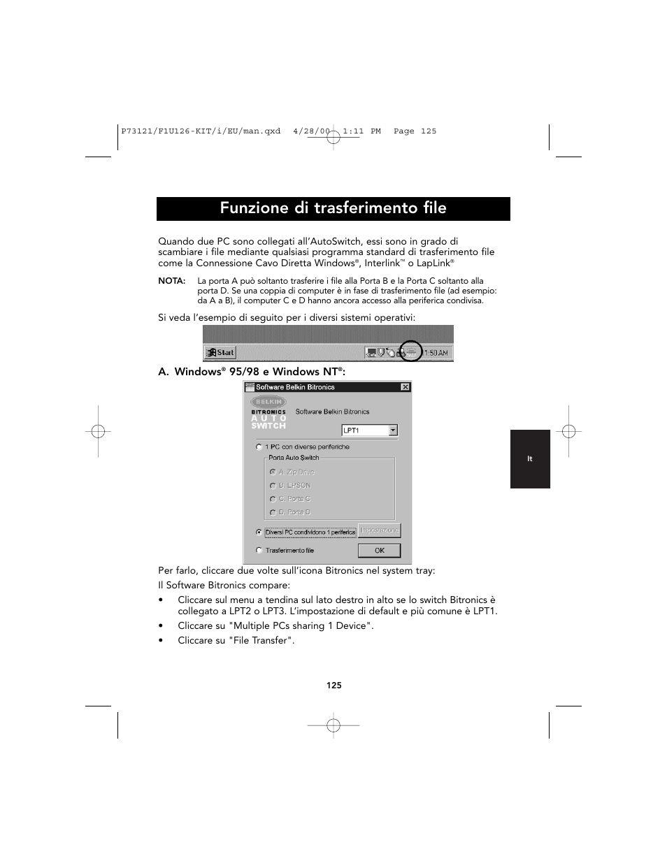 Funzione di trasferimento file | Belkin F1U126-KIT User Manual | Page 127 / 148