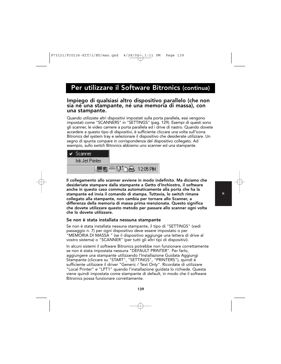 Per utilizzare il software bitronics, Continua) | Belkin F1U126-KIT User Manual | Page 141 / 148