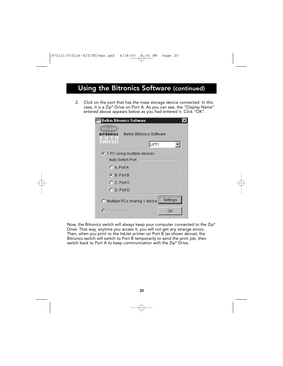 Using the bitronics software, Continued) | Belkin F1U126-KIT User Manual | Page 24 / 148