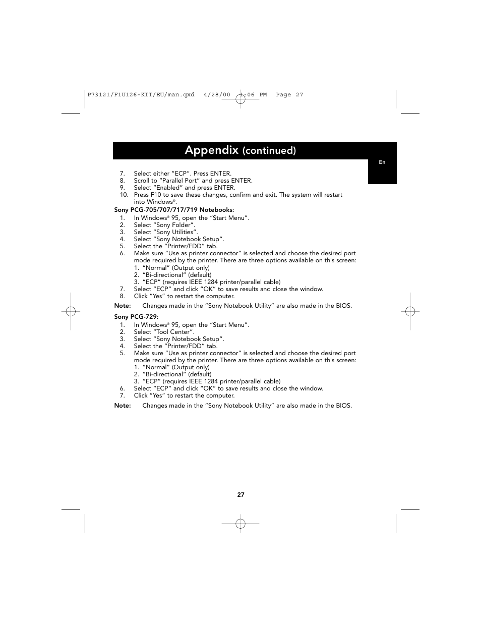 Appendix, Continued) | Belkin F1U126-KIT User Manual | Page 31 / 148