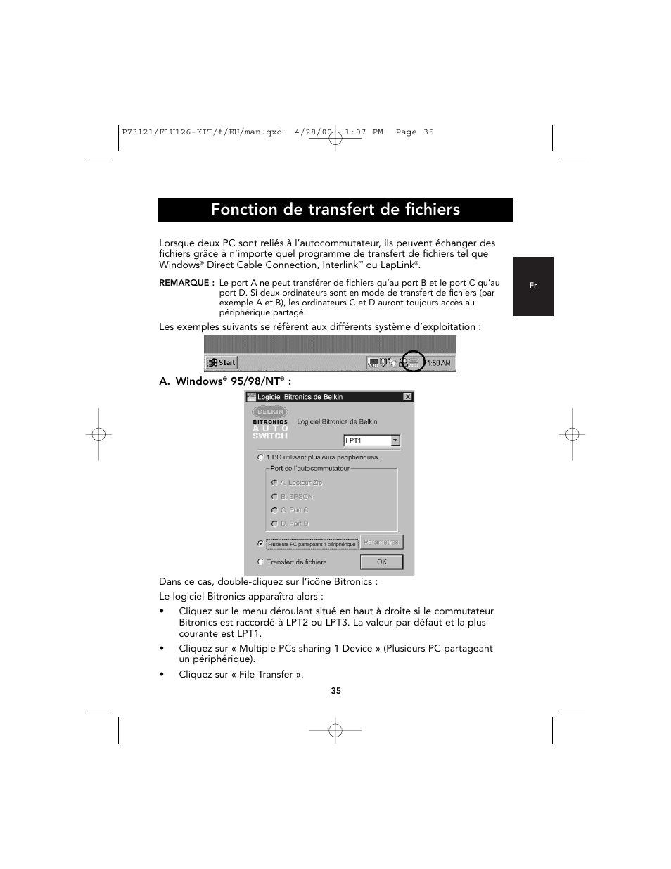 Fonction de transfert de fichiers | Belkin F1U126-KIT User Manual | Page 39 / 148