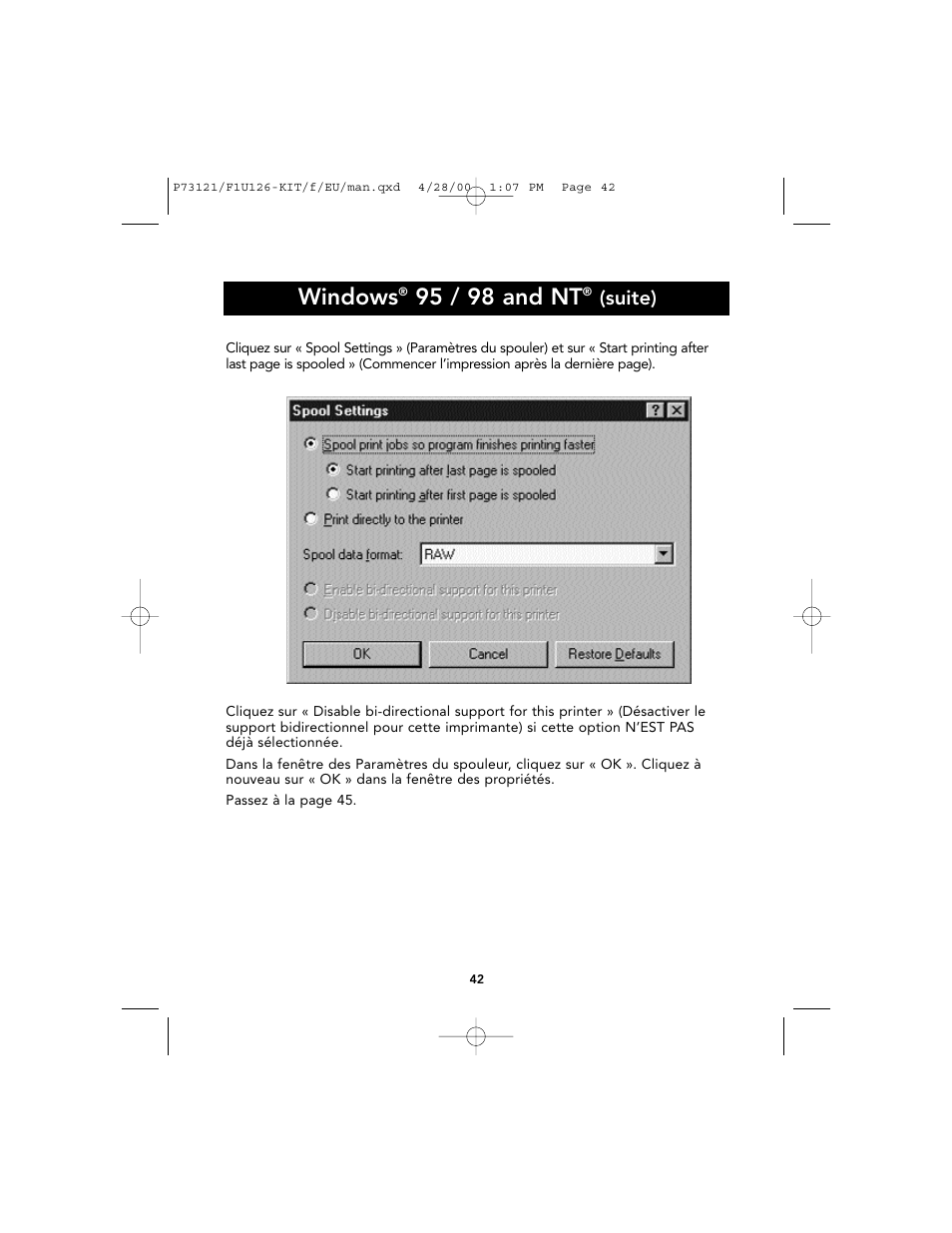Windows, 95 / 98 and nt, Suite) | Belkin F1U126-KIT User Manual | Page 46 / 148