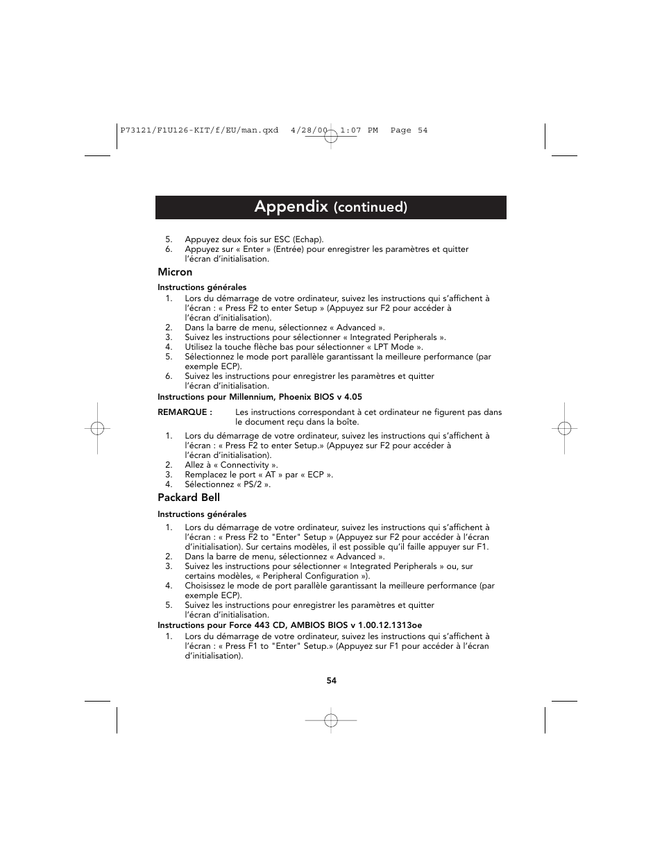 Appendix, Continued) | Belkin F1U126-KIT User Manual | Page 58 / 148