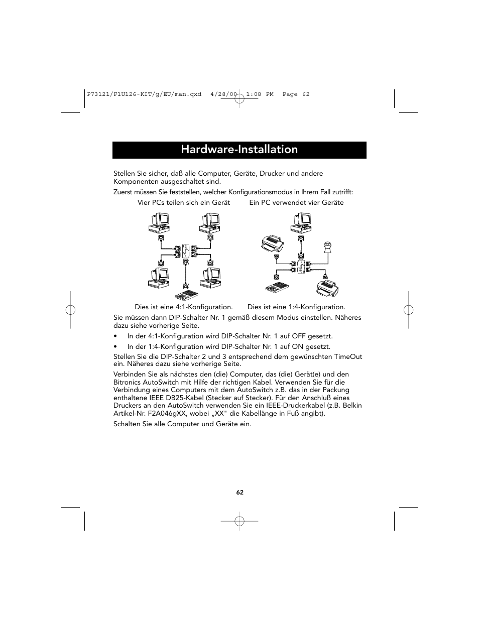 Hardware-installation | Belkin F1U126-KIT User Manual | Page 66 / 148