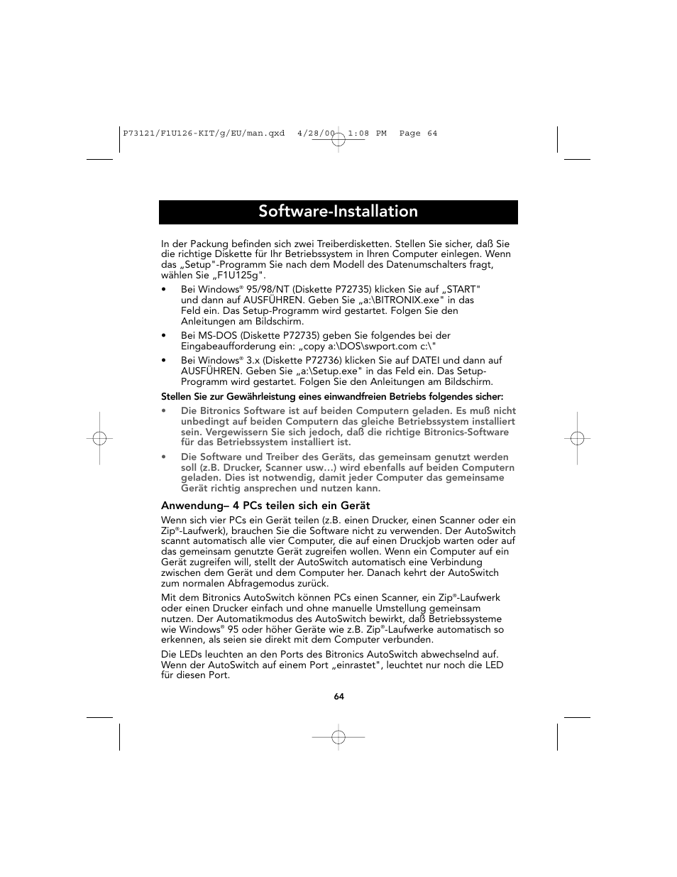 Software-installation | Belkin F1U126-KIT User Manual | Page 68 / 148