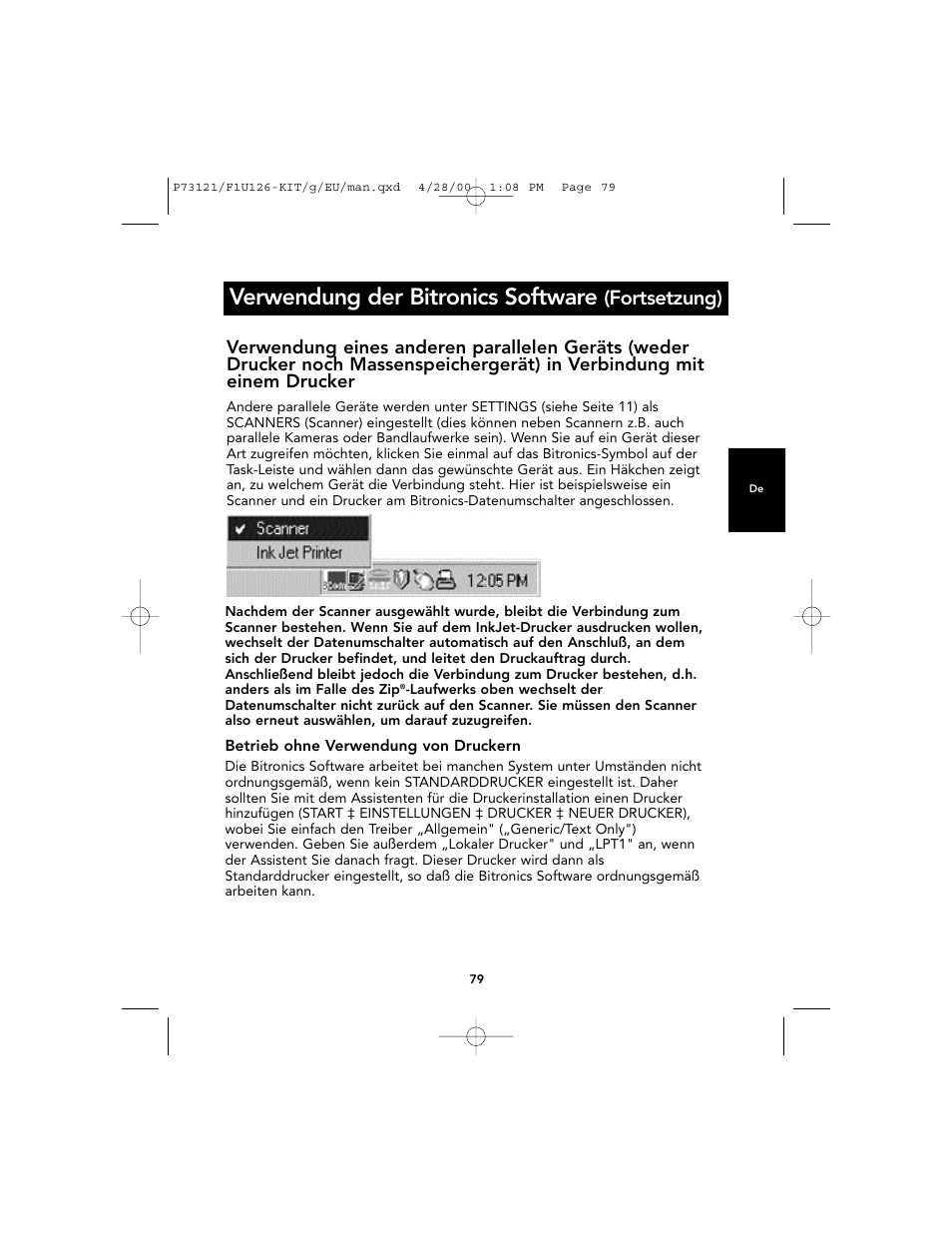 Verwendung der bitronics software, Fortsetzung) | Belkin F1U126-KIT User Manual | Page 83 / 148