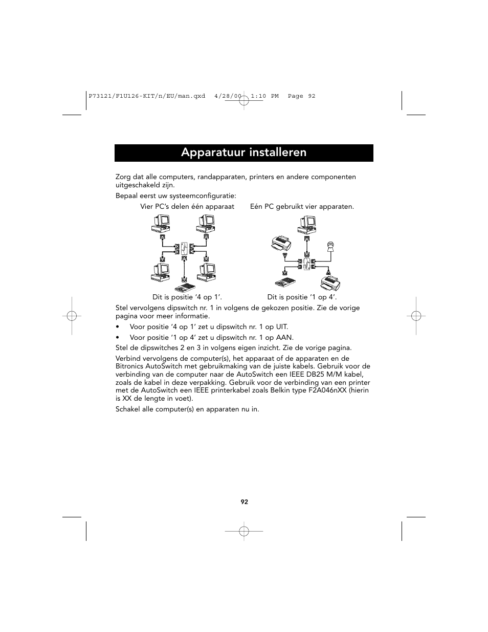 Apparatuur installeren | Belkin F1U126-KIT User Manual | Page 95 / 148