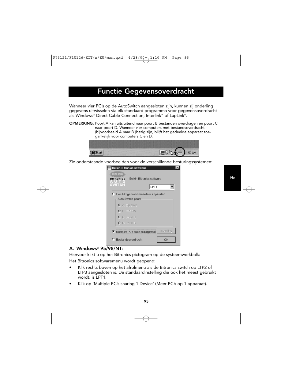 Functie gegevensoverdracht | Belkin F1U126-KIT User Manual | Page 98 / 148