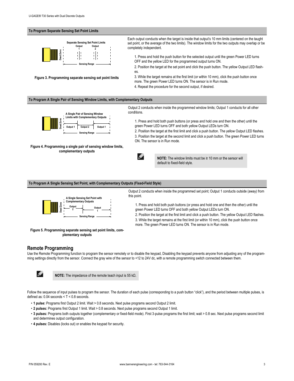 Remote programming | Banner U-GAGE T30U—Level Control User Manual | Page 3 / 7