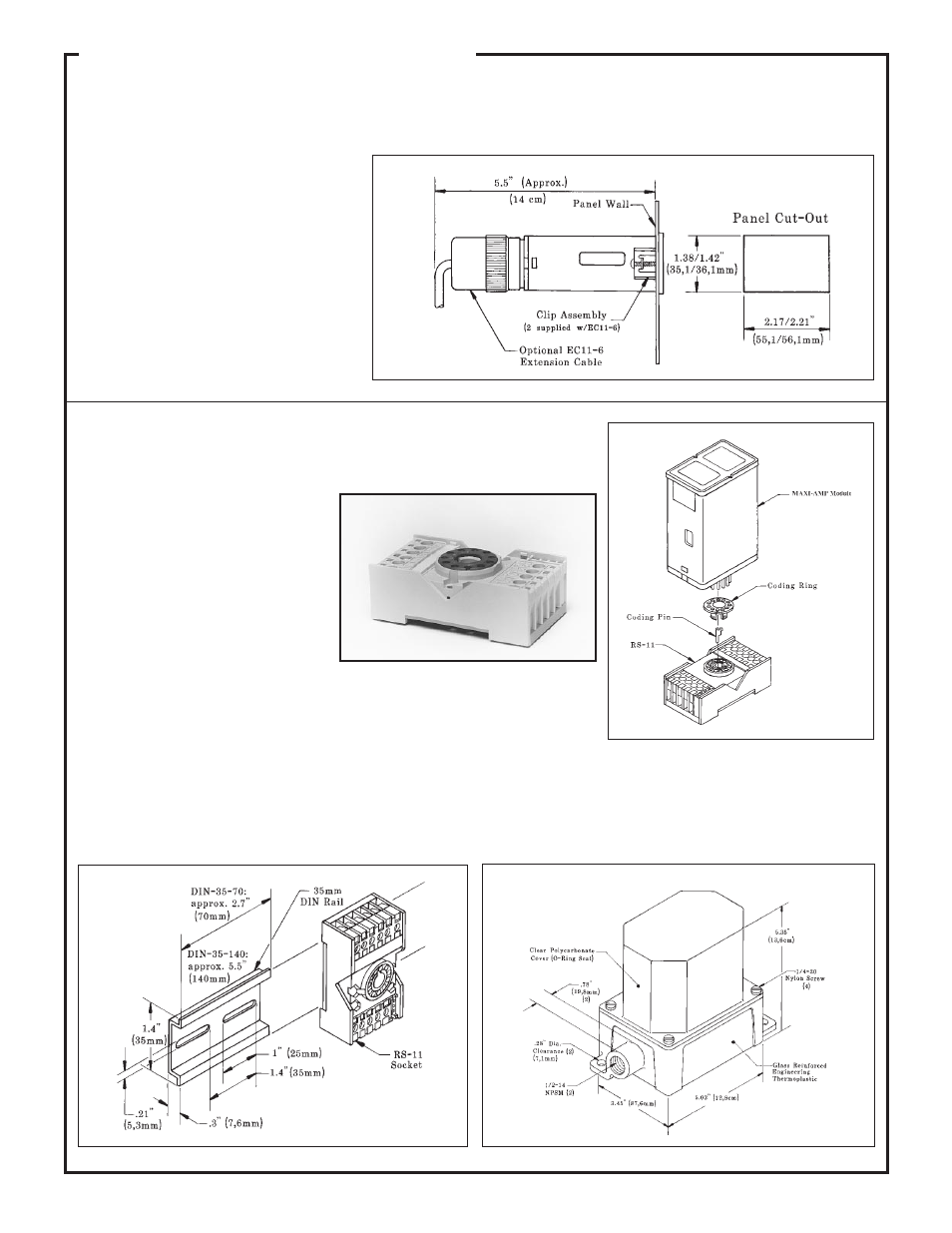 Maxi-amp system, Mounting and accessories, Accessories for maxi-amp modules | Panel wall mounting of maxi-amp module | Banner MAXI-AMP Series User Manual | Page 23 / 24