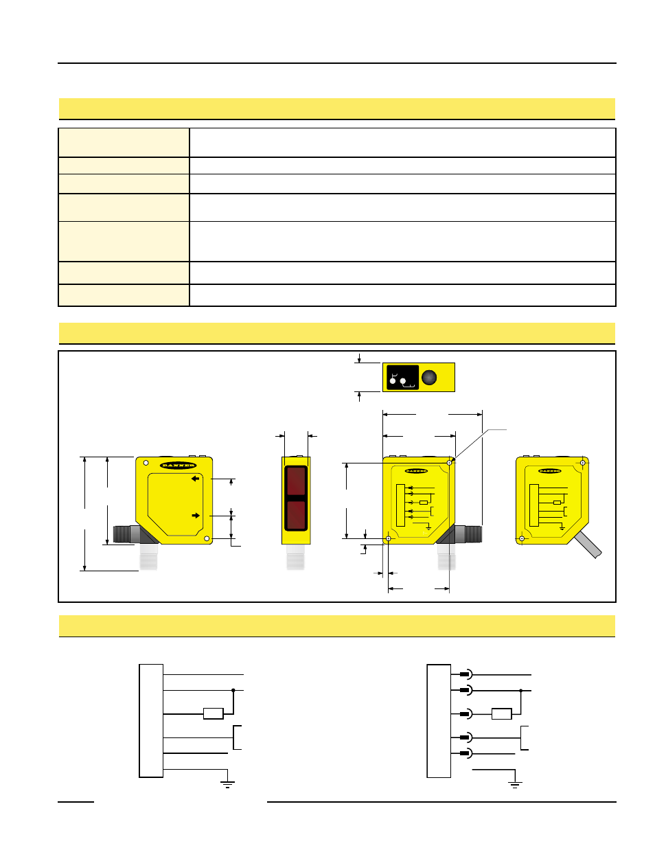 L-gage q50a, Analog output sensor, L-gage q50a hookups | Cable models quick-disconnect models | Banner L-GAGE Q50 Series—Analog User Manual | Page 7 / 8