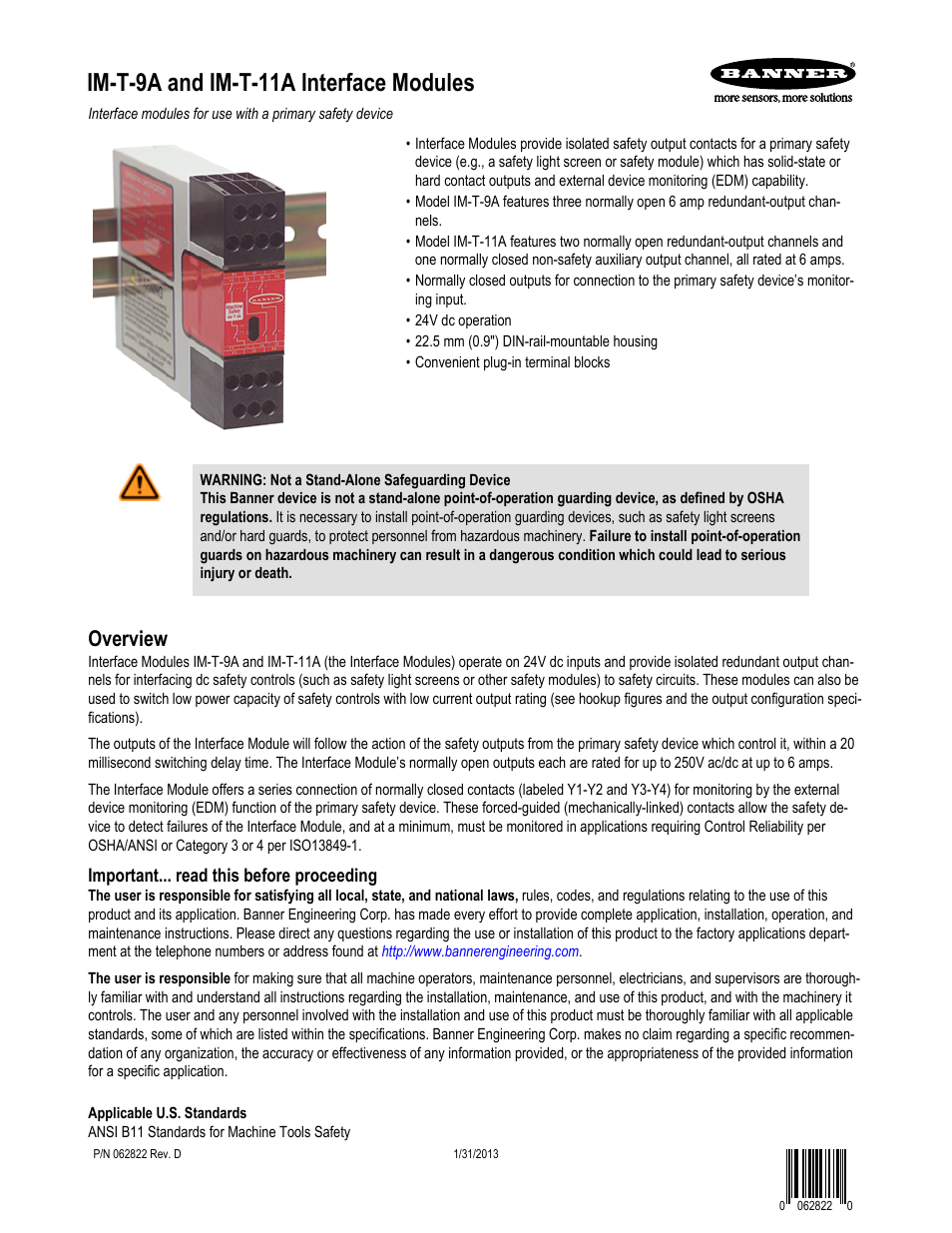 Banner Interface Modules User Manual | 11 pages