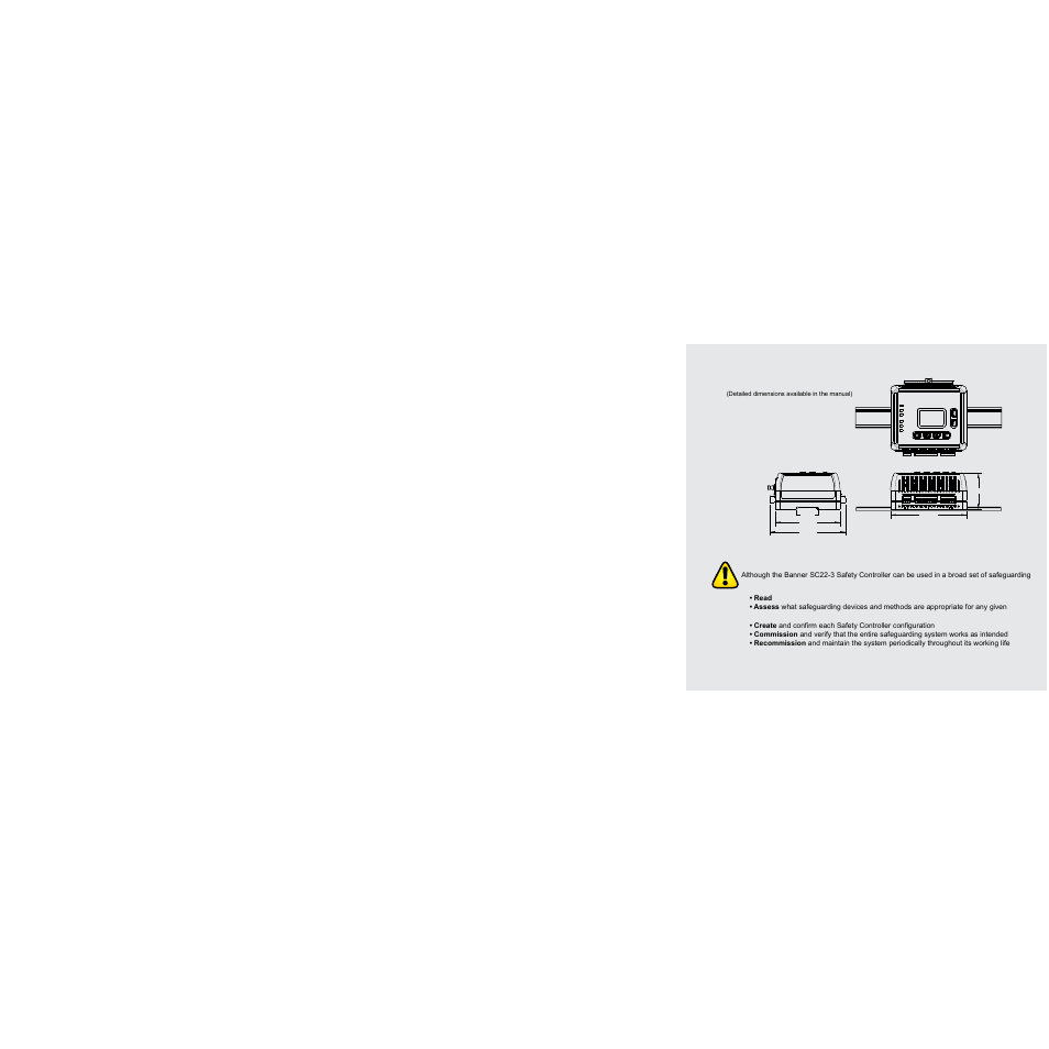 Specifications, Dimensions, Sc22-3 safety controller quick start guide | Sc22-3 safety controller system overview | Banner SC22-3 Safety Controller User Manual | Page 14 / 15