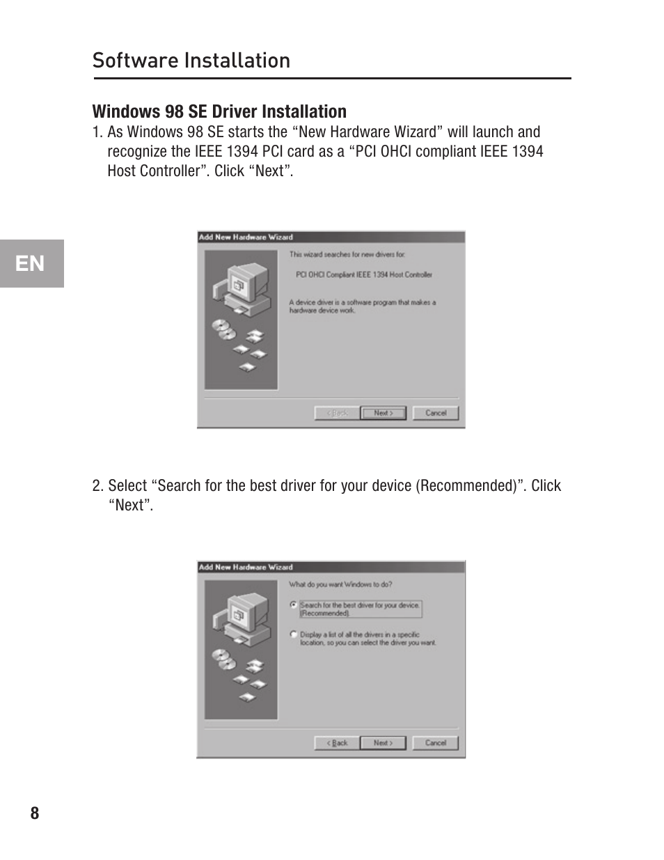 Software installation | Belkin F5U502 User Manual | Page 12 / 112