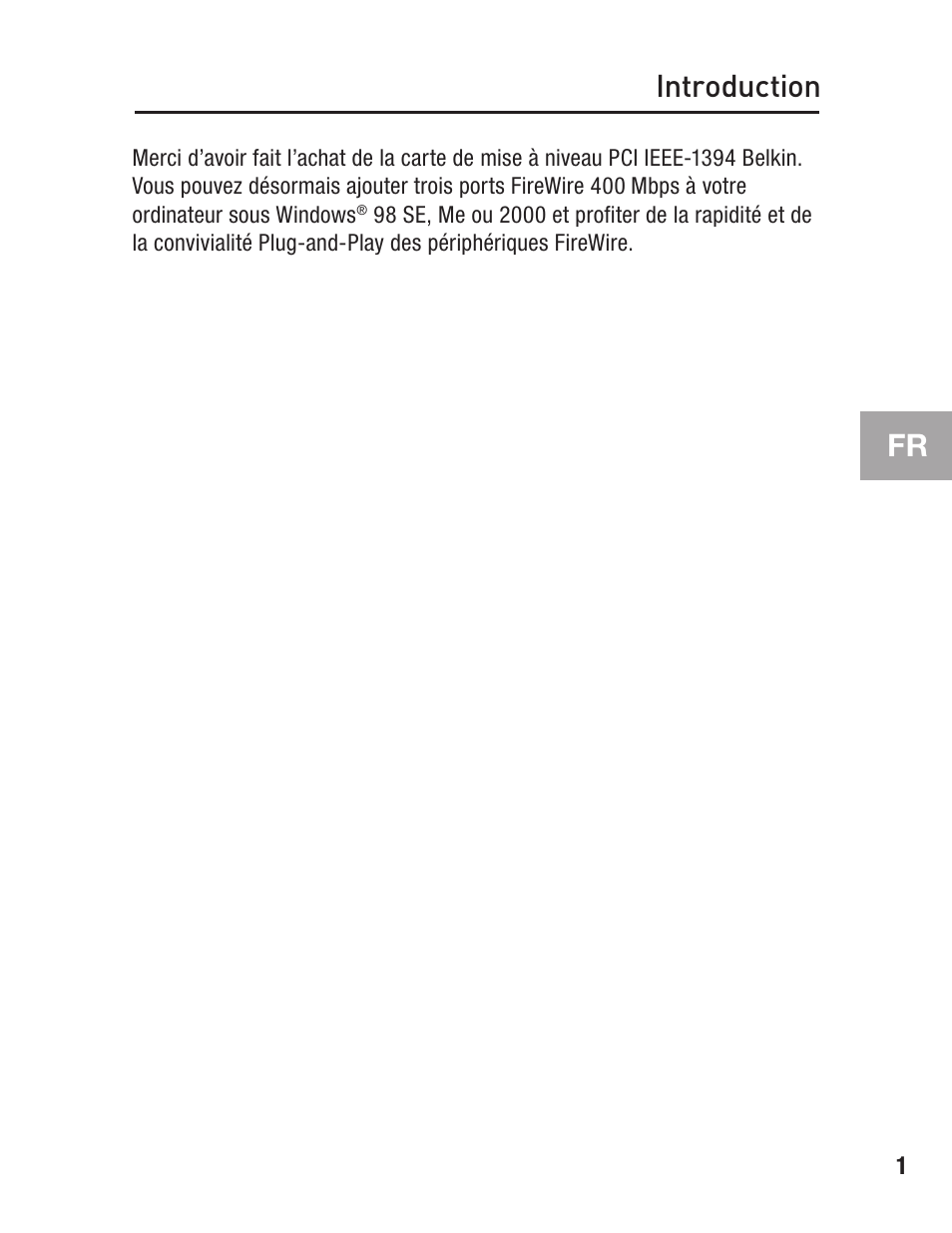 Introduction, Fr introduction | Belkin F5U502 User Manual | Page 23 / 112