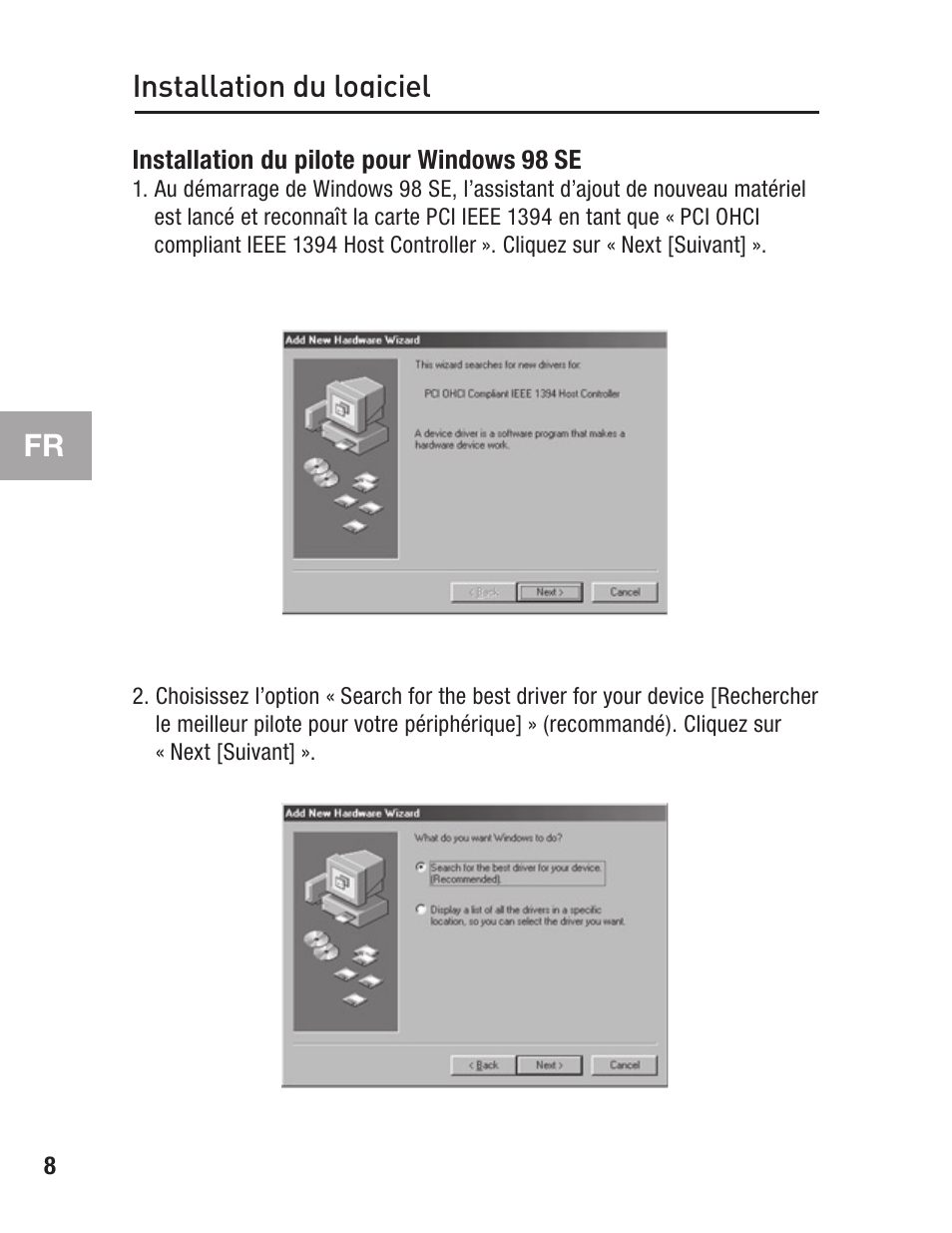 Installation du logiciel | Belkin F5U502 User Manual | Page 30 / 112