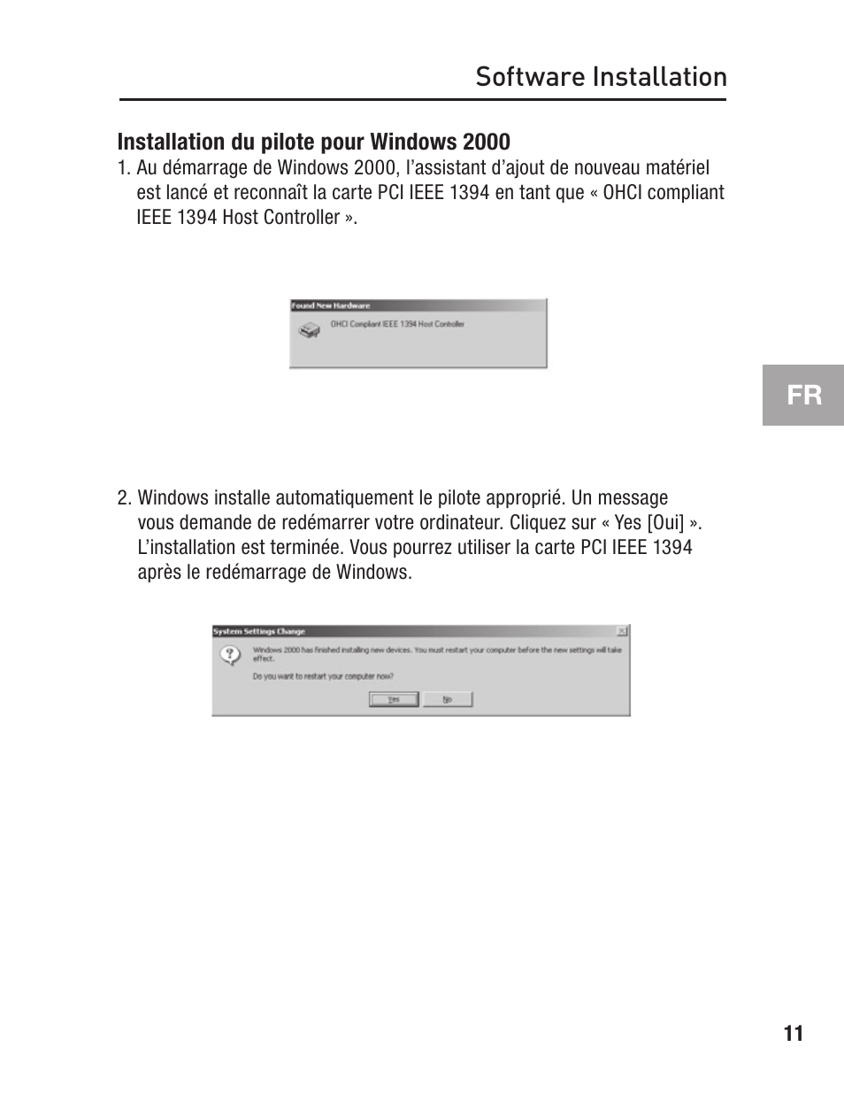 Installation du pilote pour windows 2000, Software installation | Belkin F5U502 User Manual | Page 33 / 112