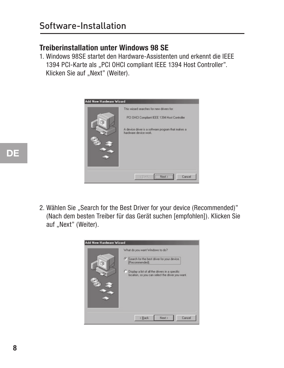 Software-installation | Belkin F5U502 User Manual | Page 48 / 112
