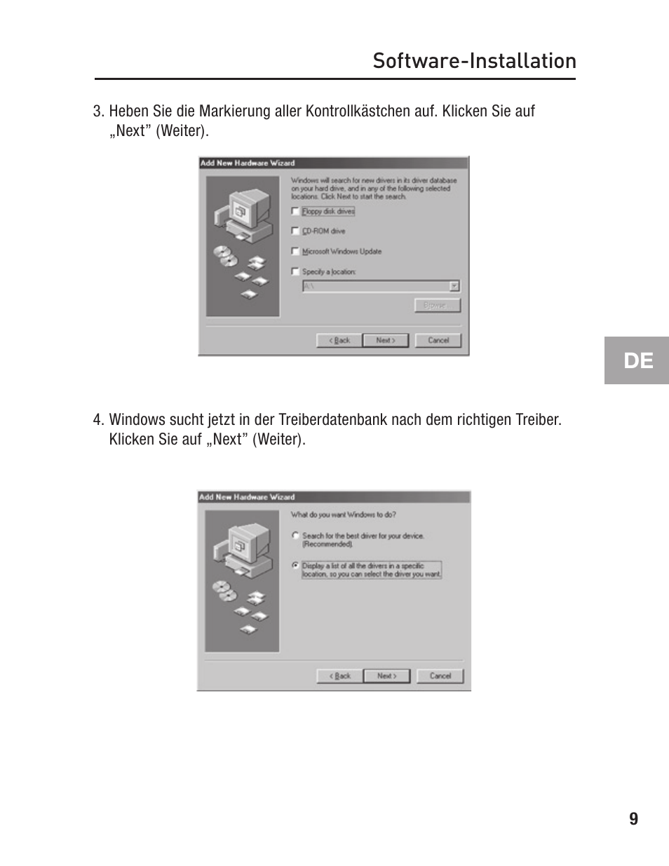 Software-installation | Belkin F5U502 User Manual | Page 49 / 112