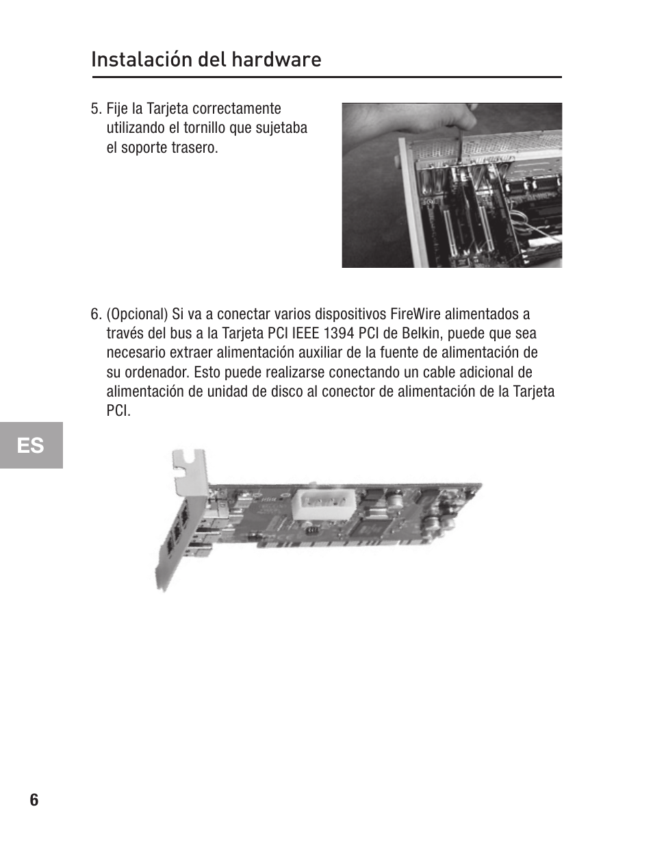 Es instalación del hardware | Belkin F5U502 User Manual | Page 82 / 112