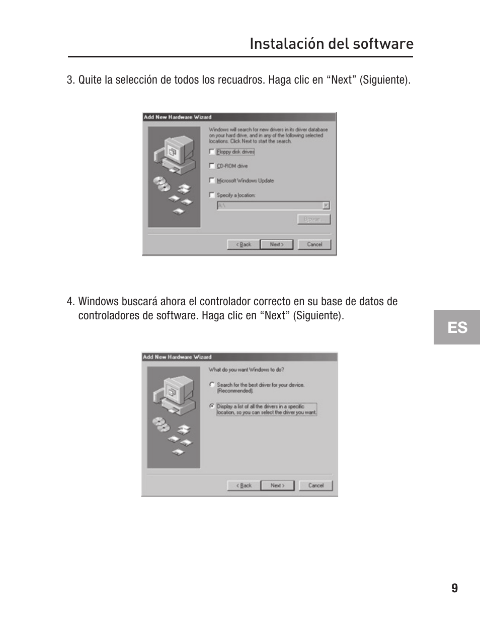 Instalación del software | Belkin F5U502 User Manual | Page 85 / 112