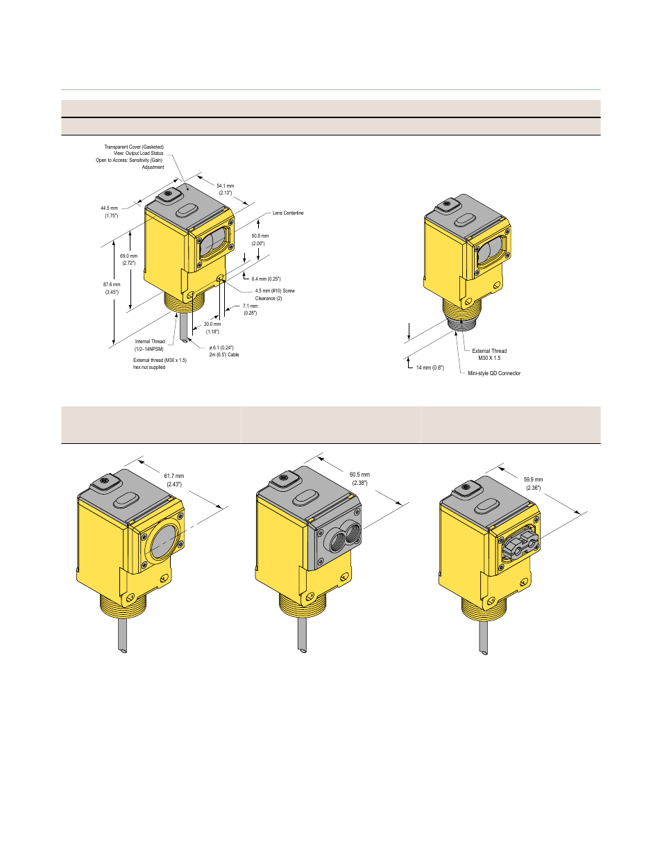 Dimensions | Banner Q45 Series User Manual | Page 8 / 10