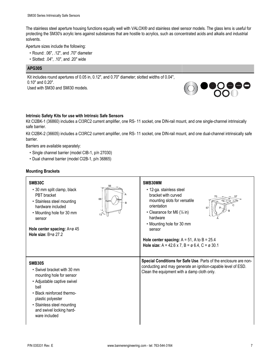 Banner SMI30 Series—Intrinsically Safe User Manual | Page 7 / 8