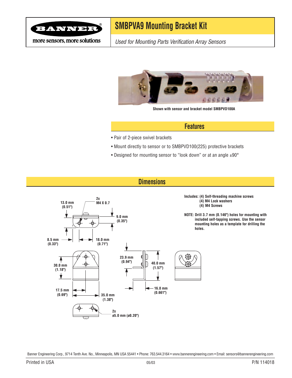 Banner PVD100 Pallet Sensor User Manual | 1 page