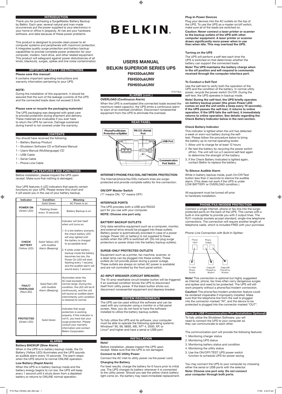 Belkin F6H500ukUNV User Manual | 2 pages
