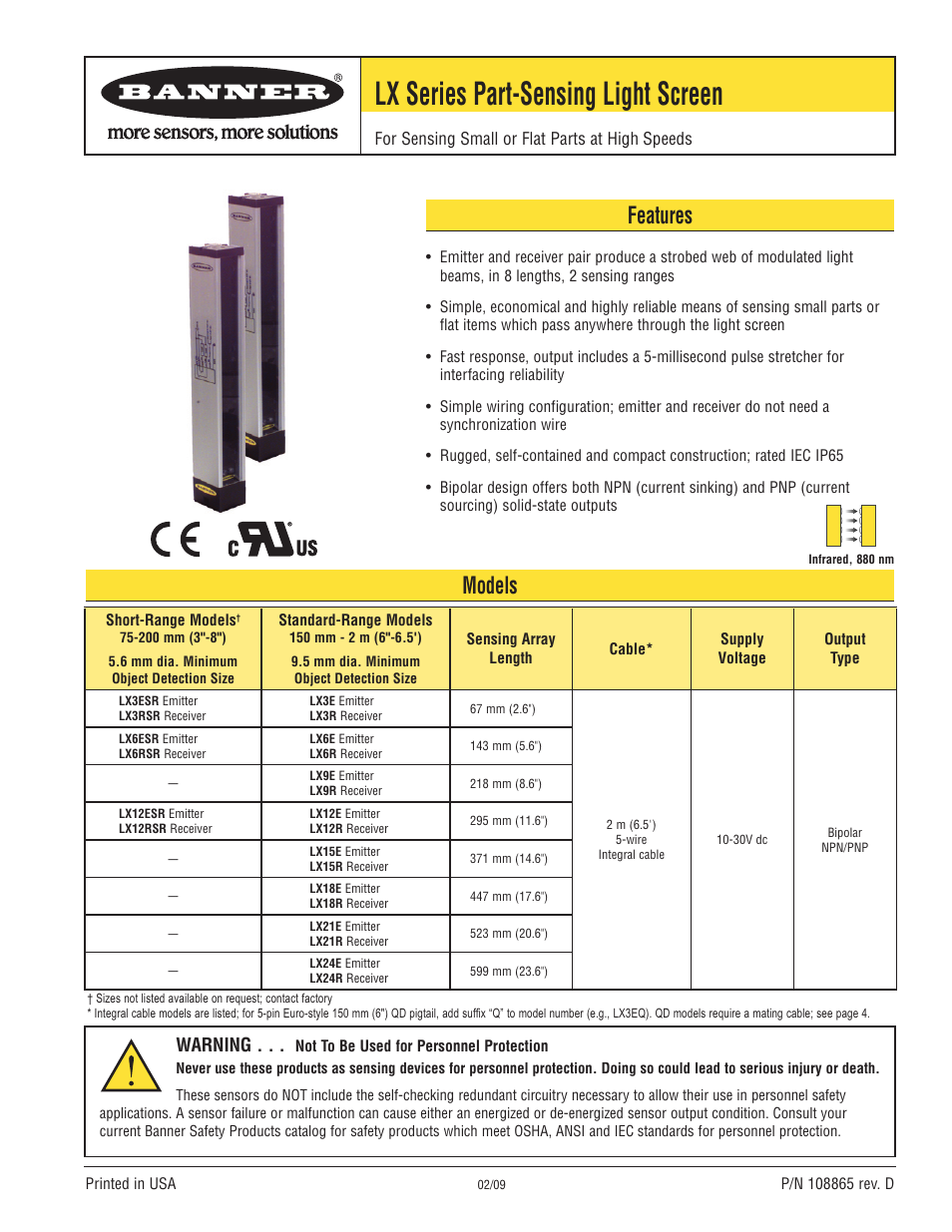 Banner LX Series User Manual | 4 pages