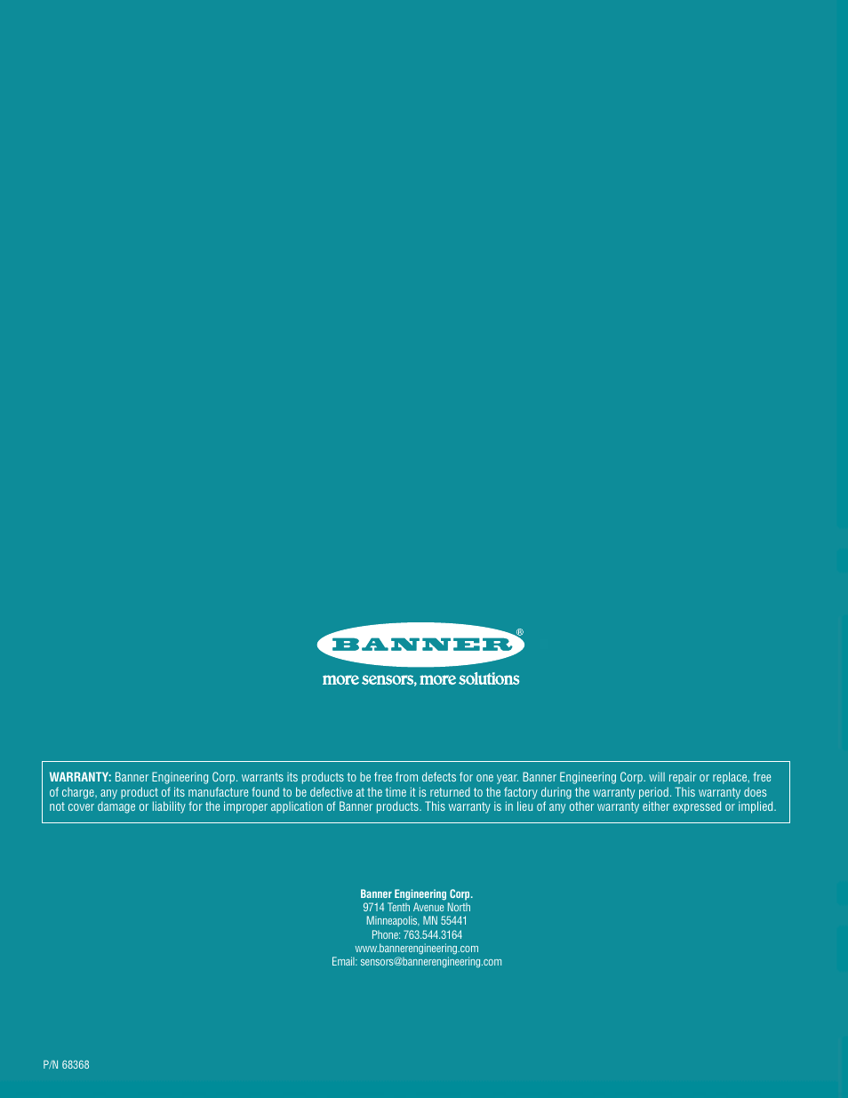 Banner PresencePLUS Pro—PRO Camera User Manual | Page 46 / 46