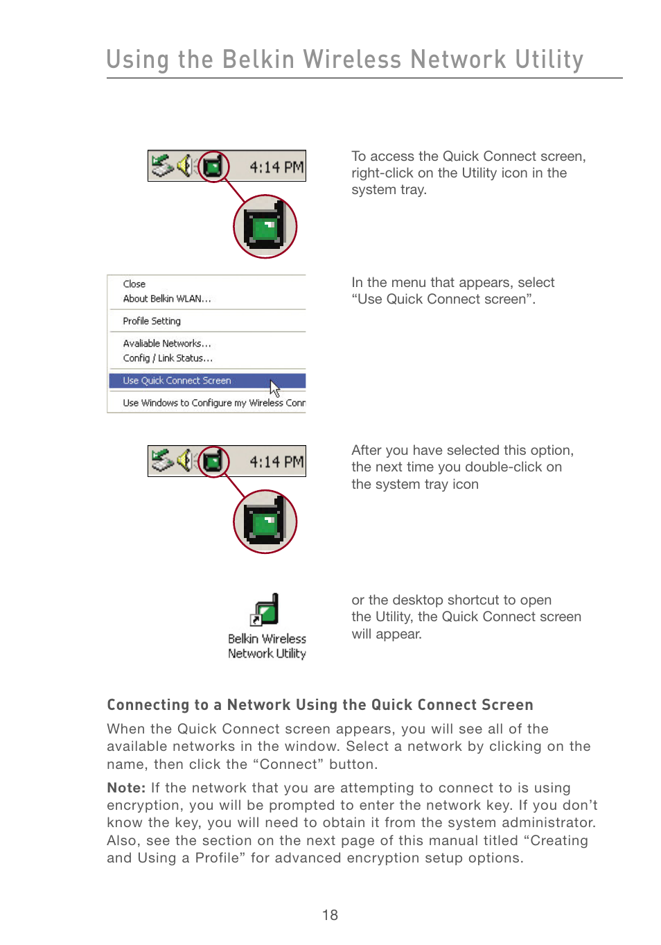 Using the belkin wireless network utility | Belkin F5D6051 User Manual | Page 20 / 42