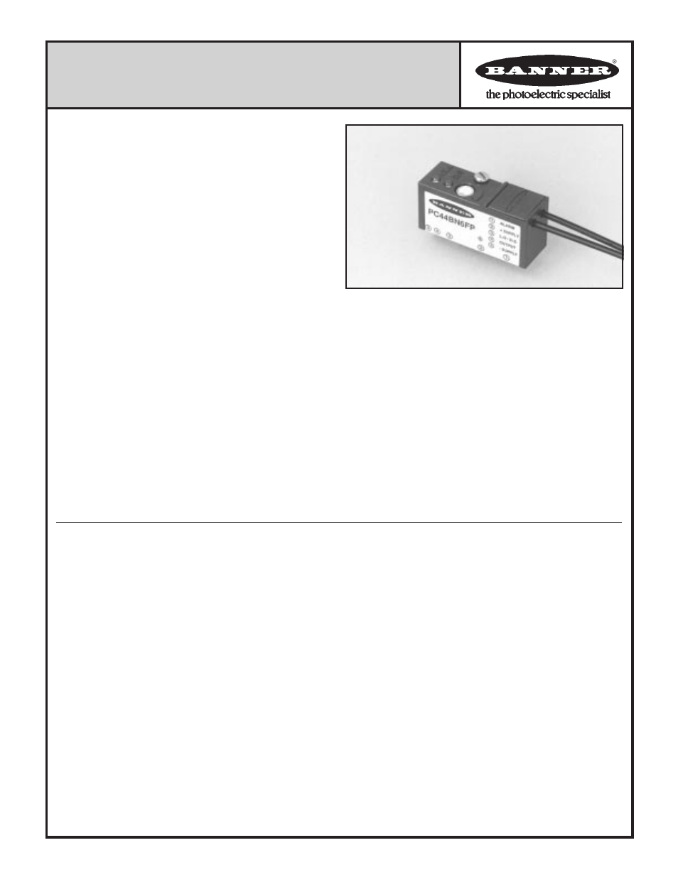 Banner PC44 Series User Manual | 4 pages