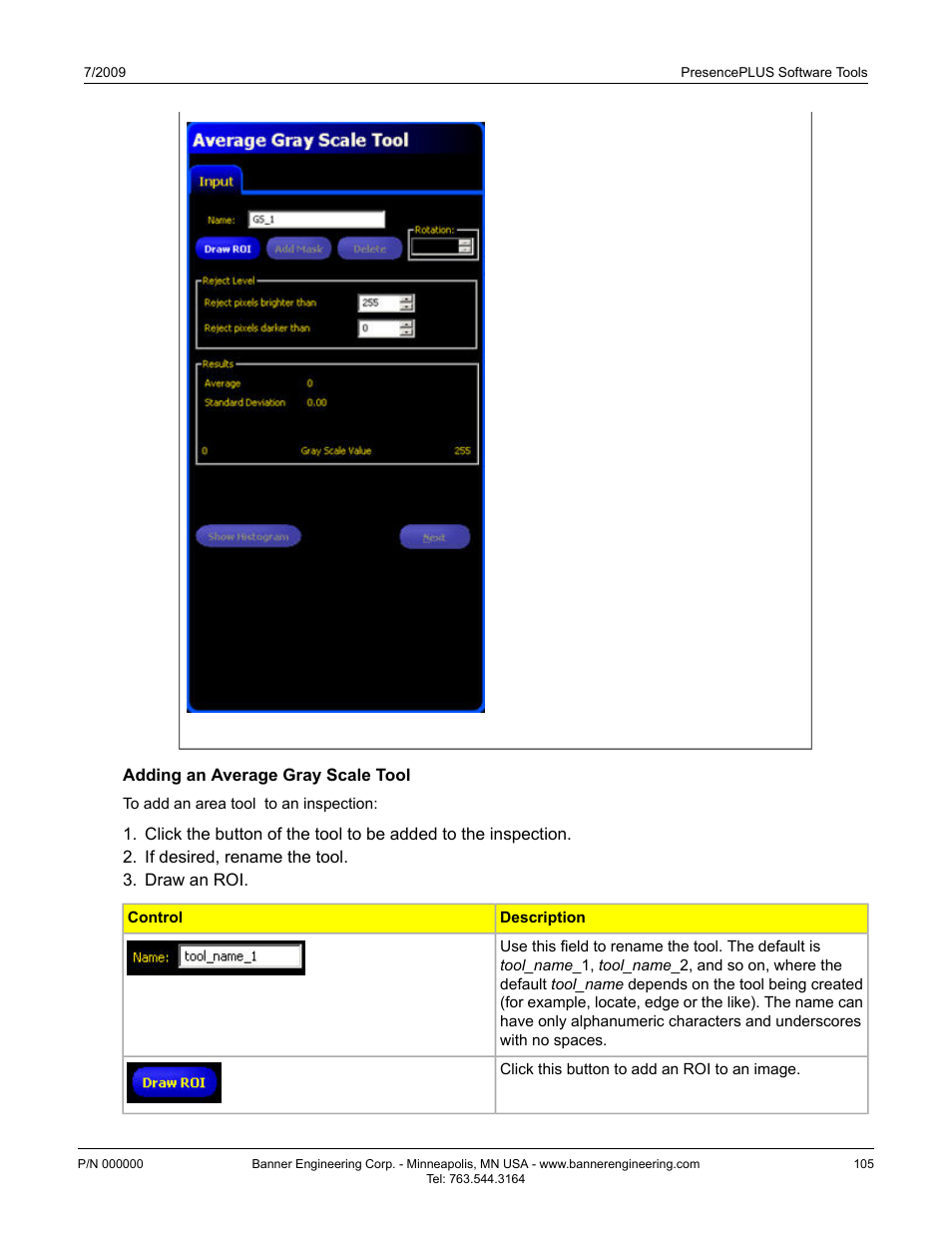 Adding an average gray scale tool | Banner PresencePLUS P4 Series User Manual | Page 105 / 254