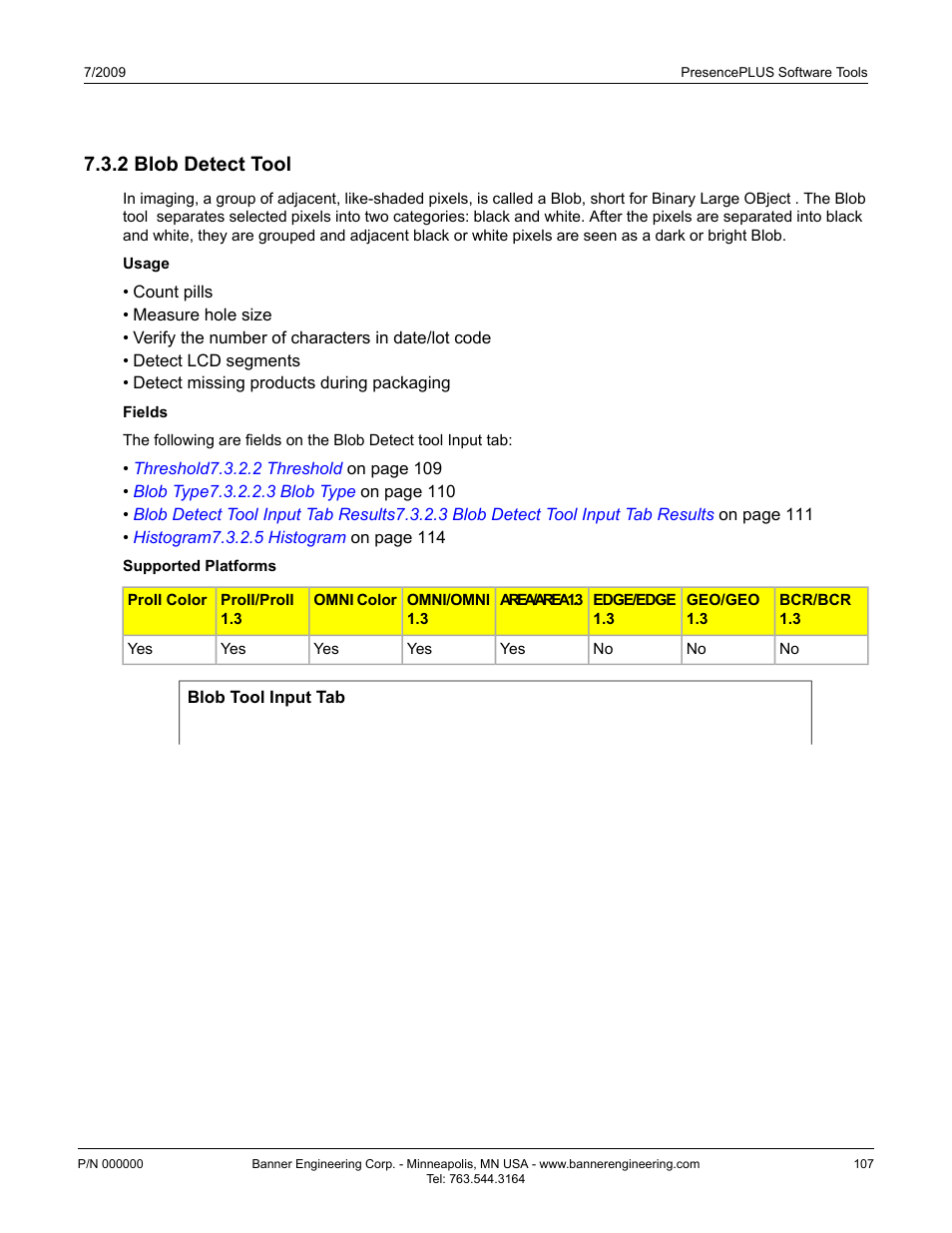 2 blob detect tool | Banner PresencePLUS P4 Series User Manual | Page 107 / 254