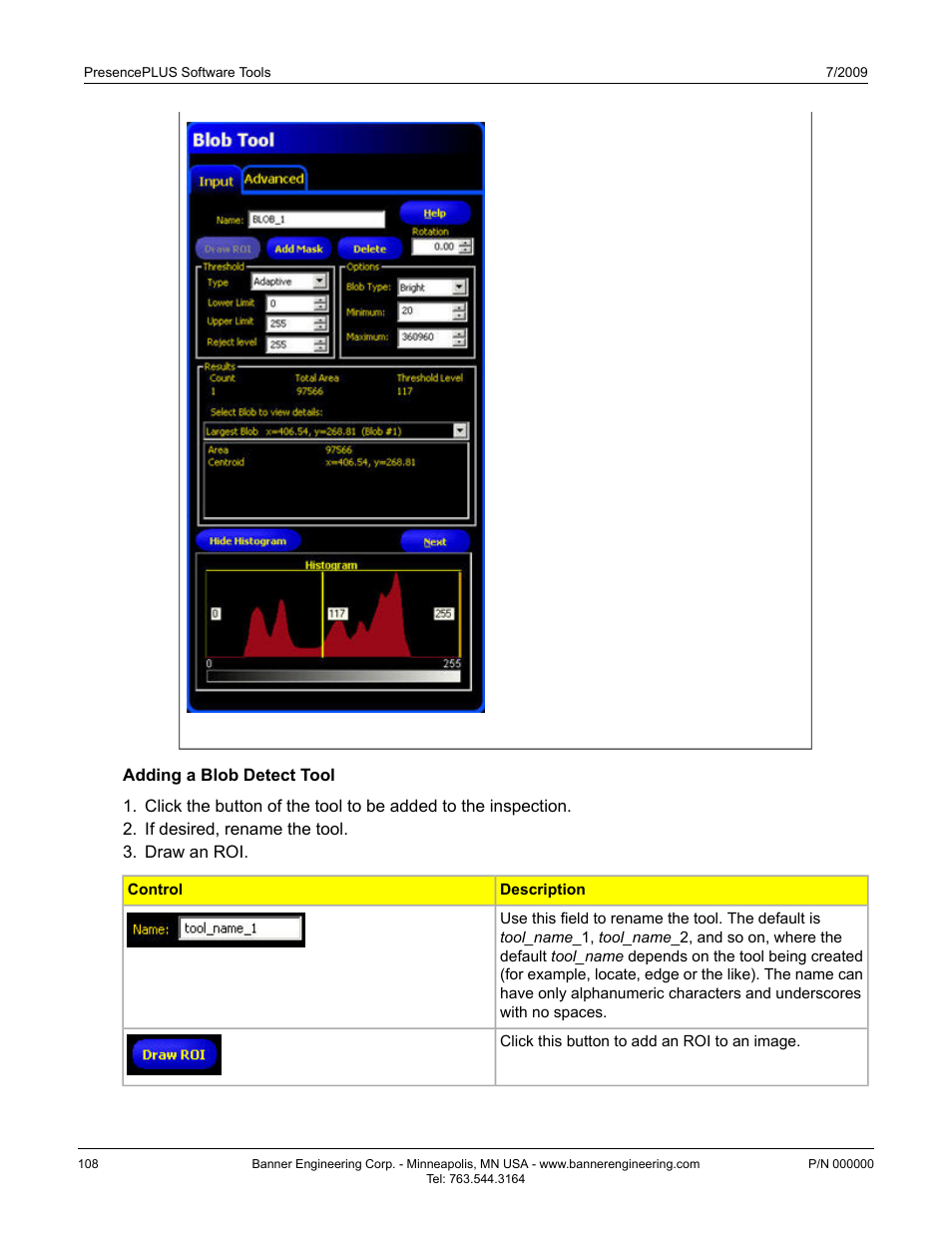 Adding a blob detect tool | Banner PresencePLUS P4 Series User Manual | Page 108 / 254